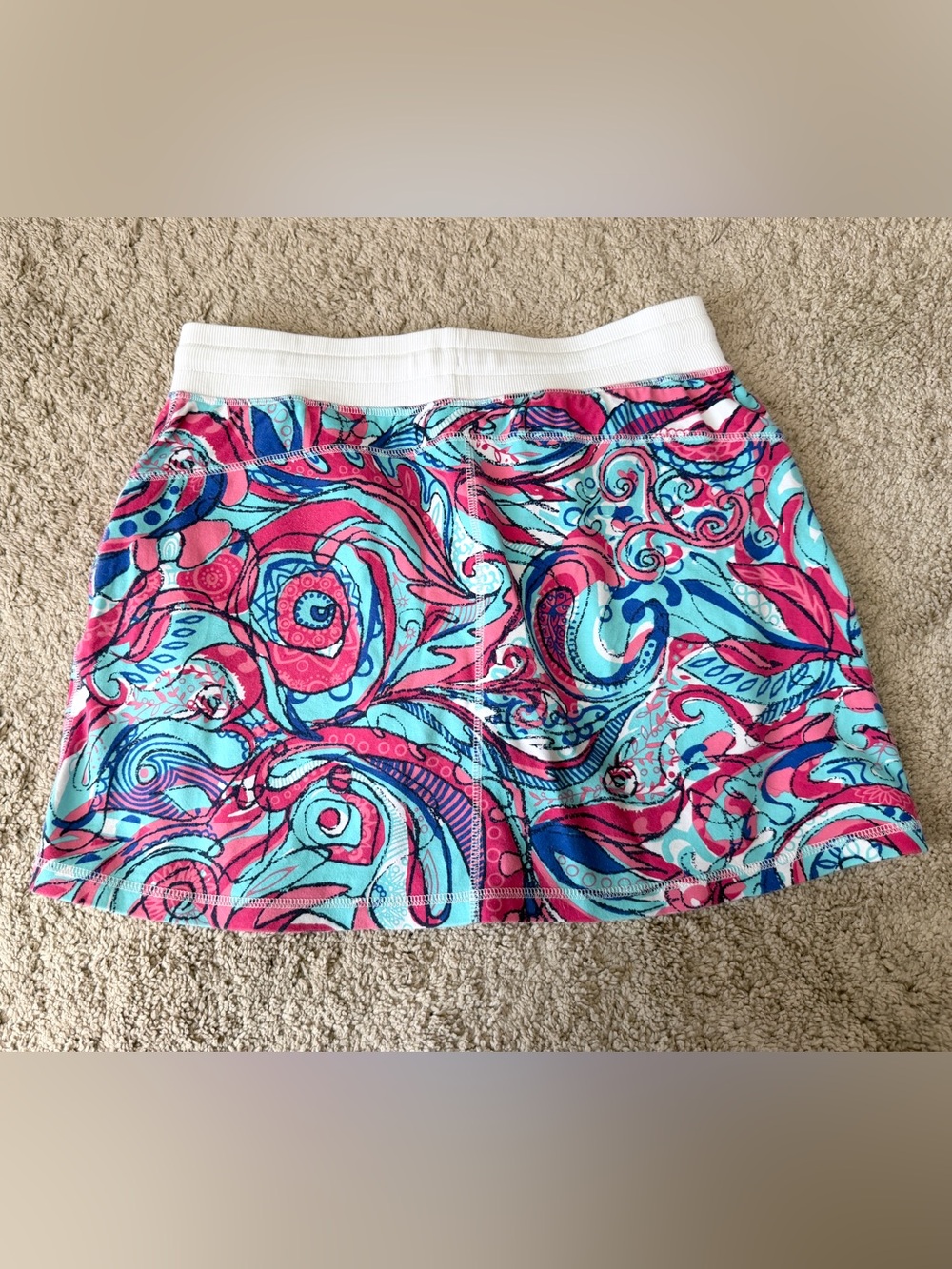 Talbots Womens Skort Skirt S Small Printed White Pink Activewear Tennis Golf